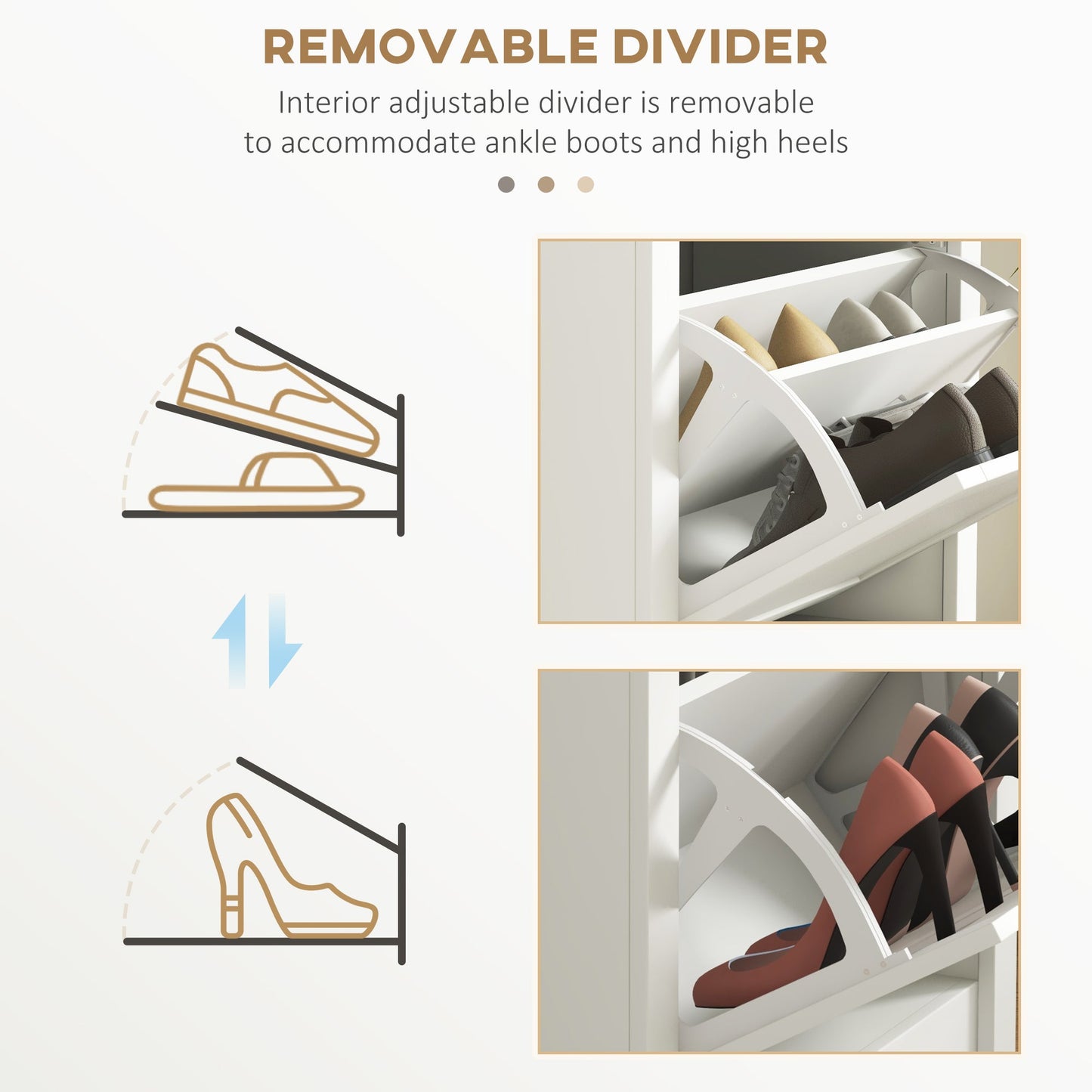 HOMCOM Modern Shoe Cabinet for Entryway with 2 Flip Drawers