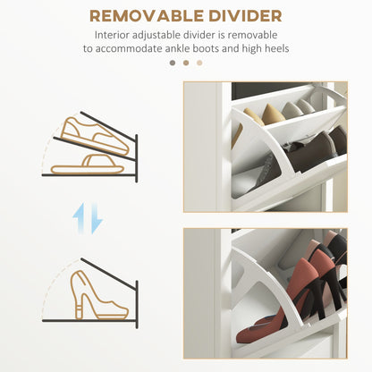 HOMCOM Modern Shoe Cabinet for Entryway with 2 Flip Drawers