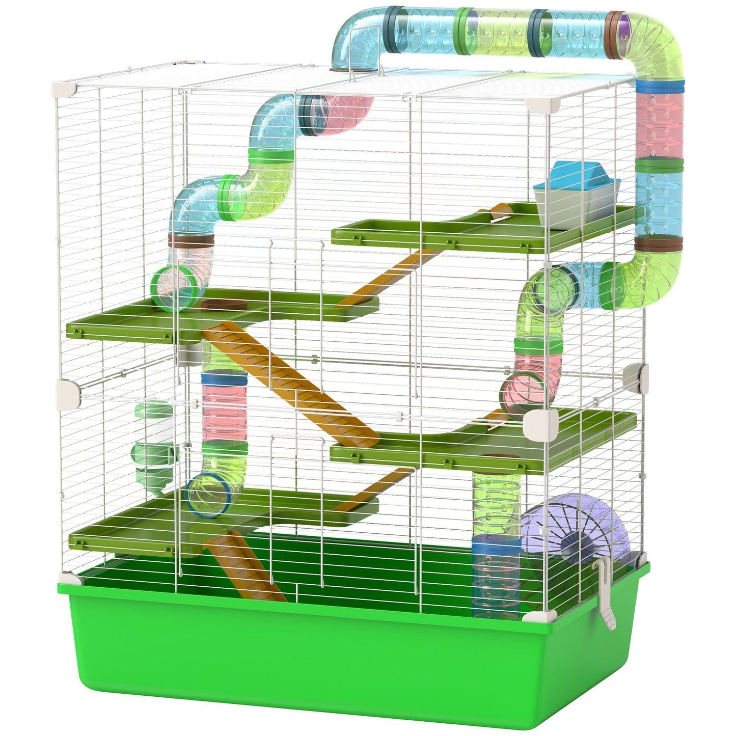PawHut Modern 5-Tier Hamster Cage Indoor with Wheel & Bottle