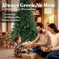 HOMCOM 6 ft Artificial Christmas Tree, Norway Spruce Tree, Hinged Xmas Tree with Metal Stand