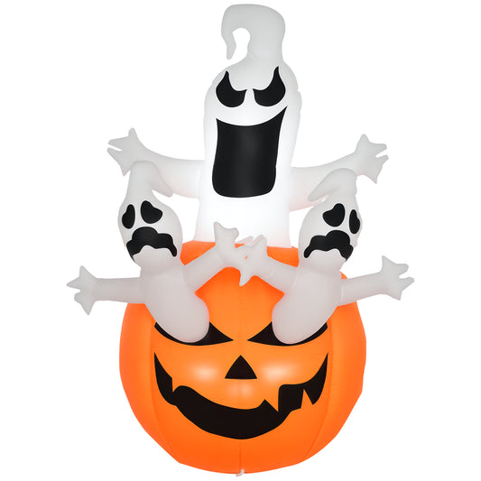 HOMCOM 6' Halloween Inflatable Pumpkin & Ghosts, LED Yard