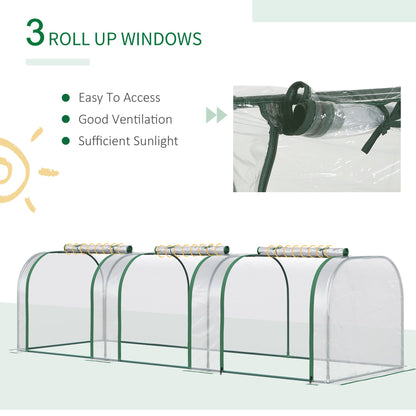 Outsunny Tunnel Greenhouse for Garden Beds, UV-Resistant PVC