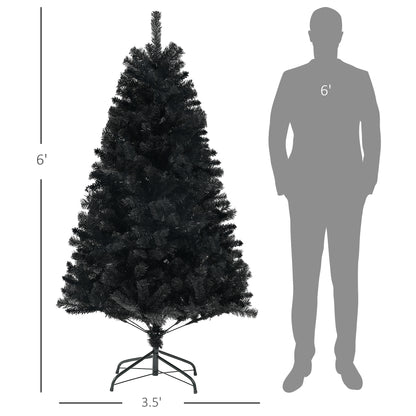 HOMCOM Black 6ft Christmas Tree for Holiday Decor, Auto-Open