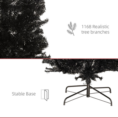 HOMCOM Black 8ft Pencil Christmas Tree for Holidays, Stand