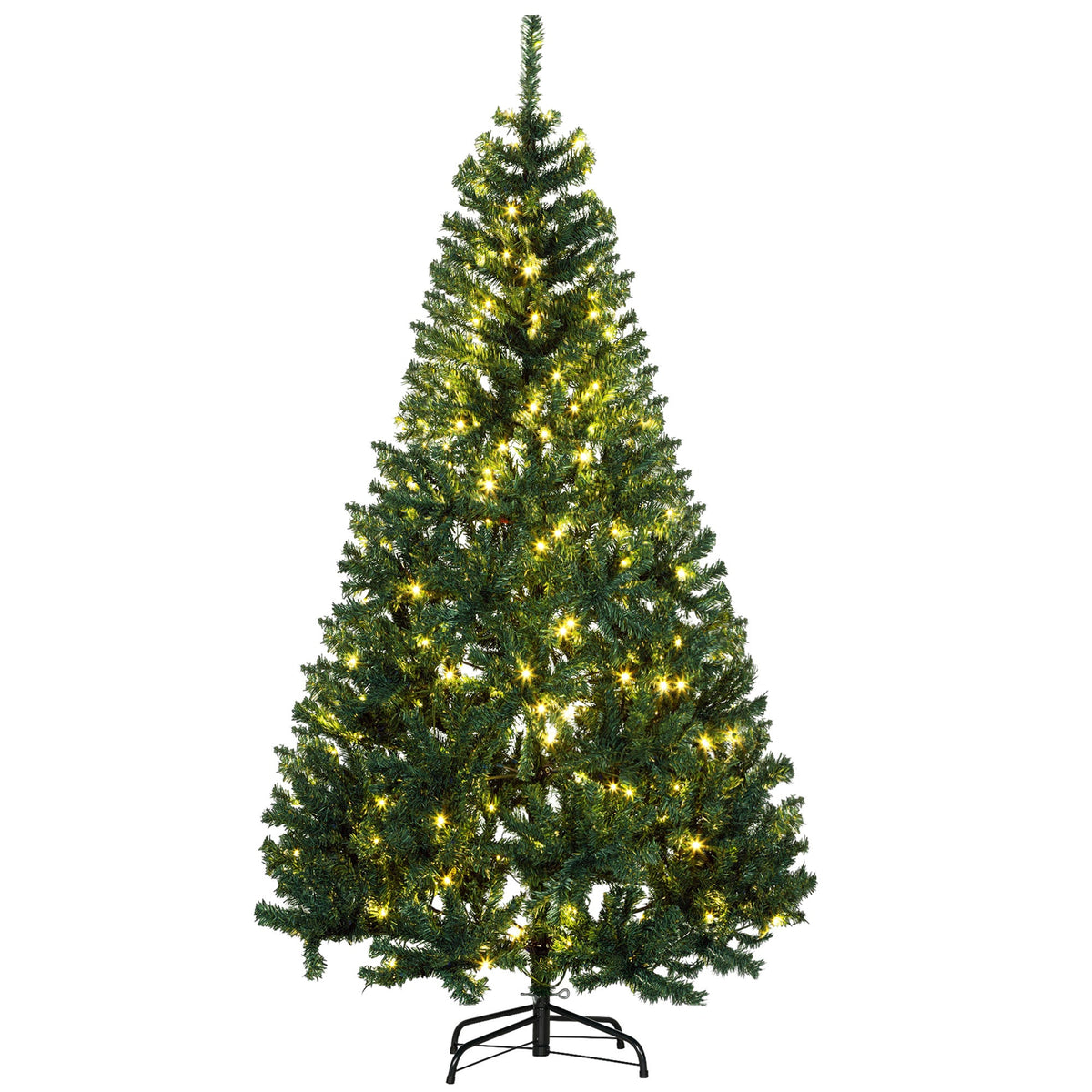 HOMCOM 6 Ft Lifelike Pre-Lit Christmas Tree for Living Rooms