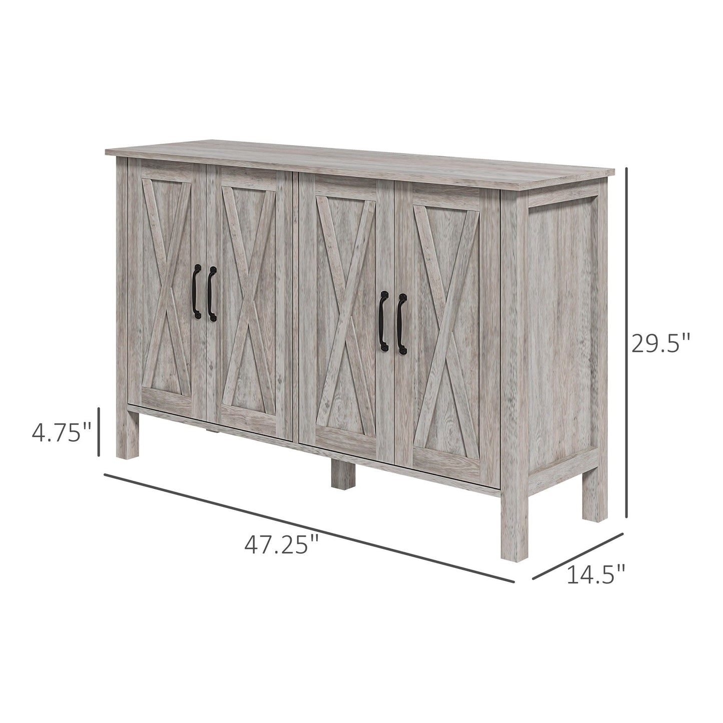 HOMCOM Farmhouse Buffet Cabinet for Dining Room, Barn Doors