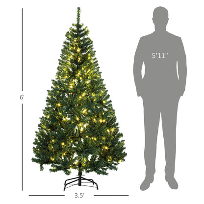 HOMCOM 6 Ft Lifelike Pre-Lit Christmas Tree for Living Rooms
