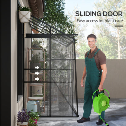 Outsunny Modern Lean-To Greenhouse for Patio Walls, Walk-In