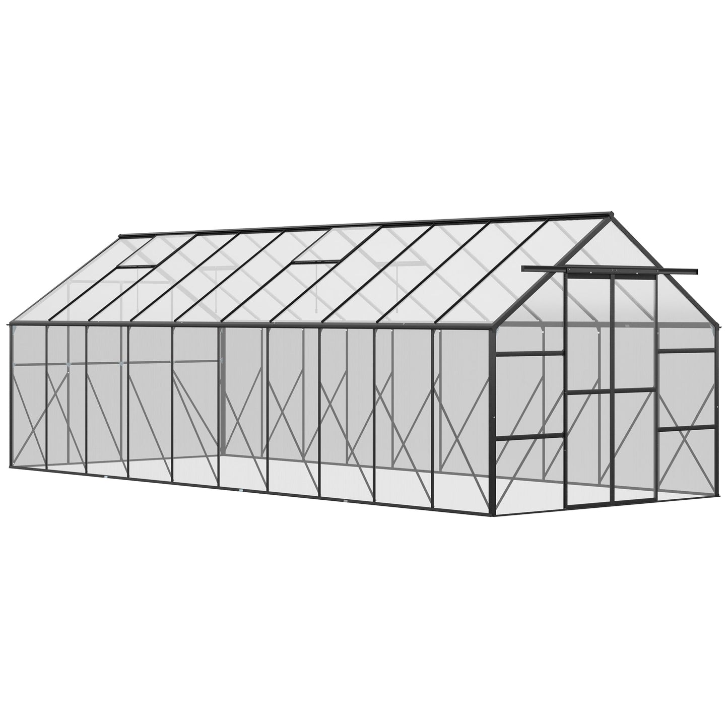 Outsunny Aluminum Walk-In Greenhouse, Backyard, Winter-Ready