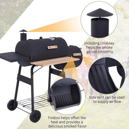 Outsunny Portable Charcoal Grill for Backyard with Wheels