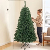HOMCOM 6 ft Artificial Christmas Tree, Norway Spruce Tree, Hinged Xmas Tree with Metal Stand