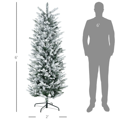 HOMCOM 6 Ft Snow-Flocked Indoor Christmas Tree, Easy Setup