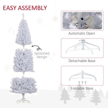 HOMCOM Slim 7 ft White Christmas Tree with Stand for Corners
