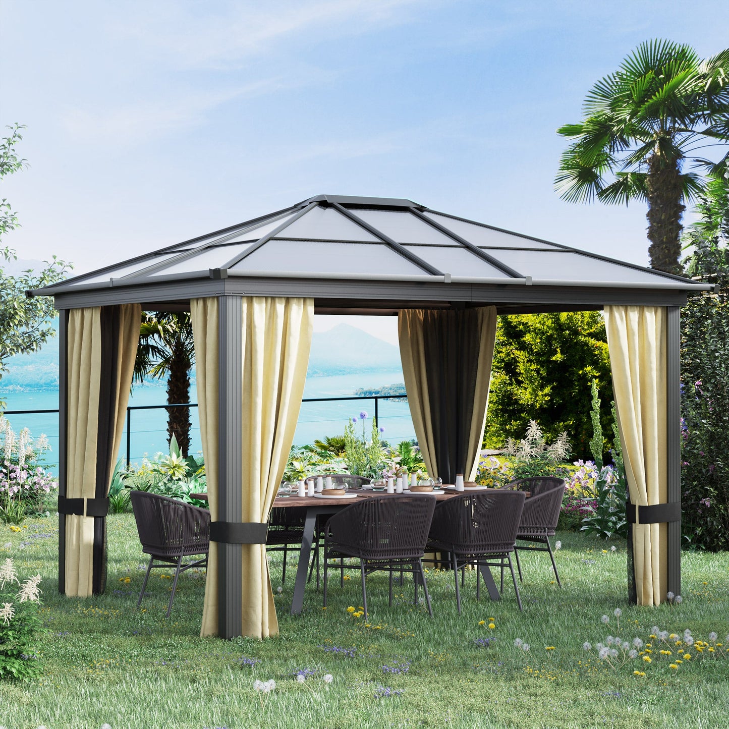Outsunny Hardtop Gazebo for Patio with Polycarbonate Roof