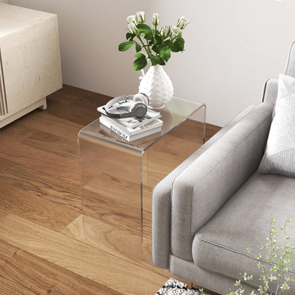 HOMCOM Clear Acrylic End Table, Small-Space Storage