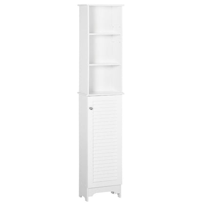 HOMCOM Modern White Bathroom Linen Tower, Adjustable Shelves