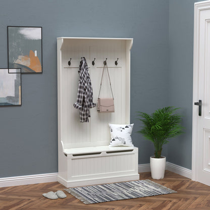 HOMCOM Modern Hall Tree for Entryway, Bench & Shoe Storage
