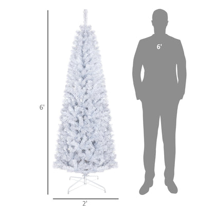 HOMCOM White Pencil Christmas Tree for Home, 6ft, 618 Tips