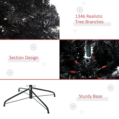 HOMCOM Black 7ft Unlit Christmas Tree with Realistic Tips