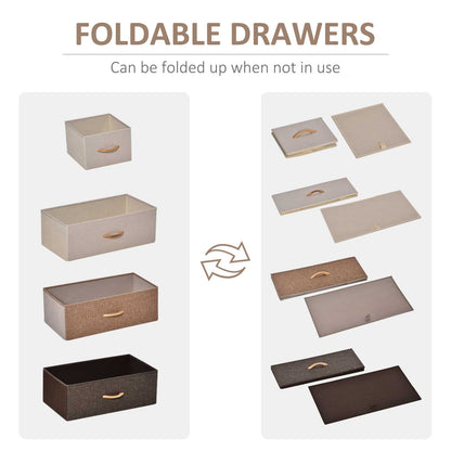 HOMCOM 5-Drawer Fabric Dresser Tower, 4-Tier Storage Organizer with Steel Frame for Hallway, Bedroom, and Closet, Maple Wood