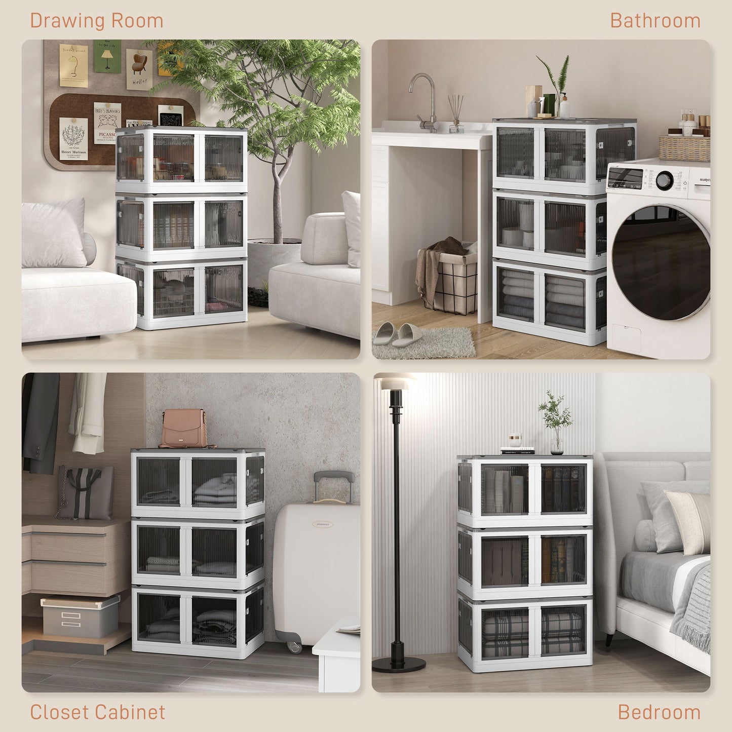 Clean White HOMCOM Storage Bins for Closet & Garage, Wheeled