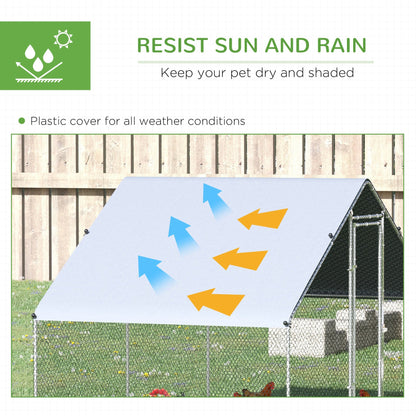 PawHut Metal Walk-In Chicken Run, Backyard All-Weather Cover