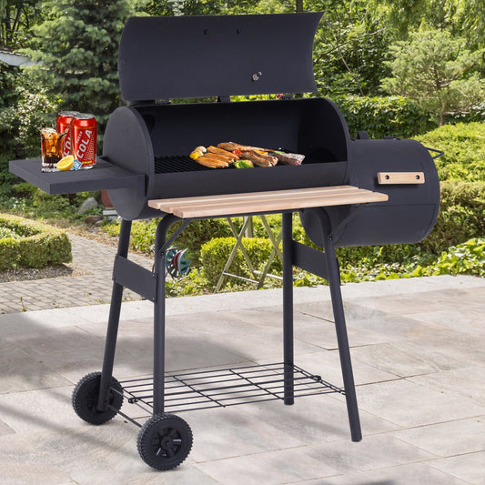 Outsunny Portable Charcoal Grill for Backyard with Wheels