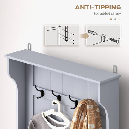 HOMCOM Modern Gray Hall Tree Bench for Entryway with Storage