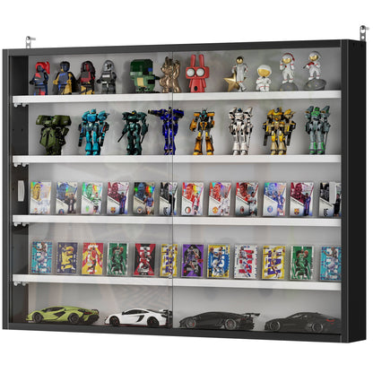HOMCOM Modern Wall Cabinet for Collectibles, Glass Doors