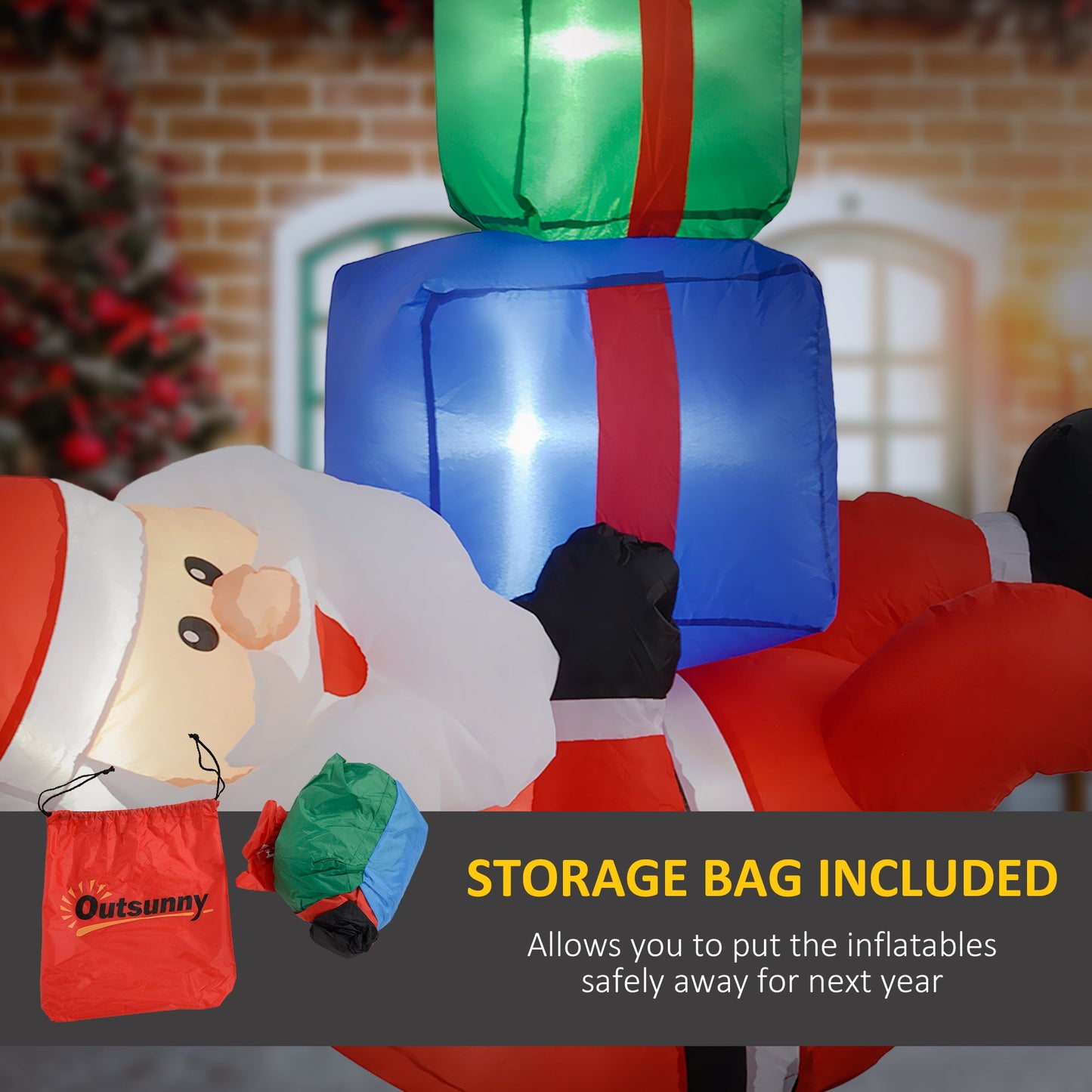 Outsunny 4.6 Ft LED Hanging Santa Inflatable Yard Decor