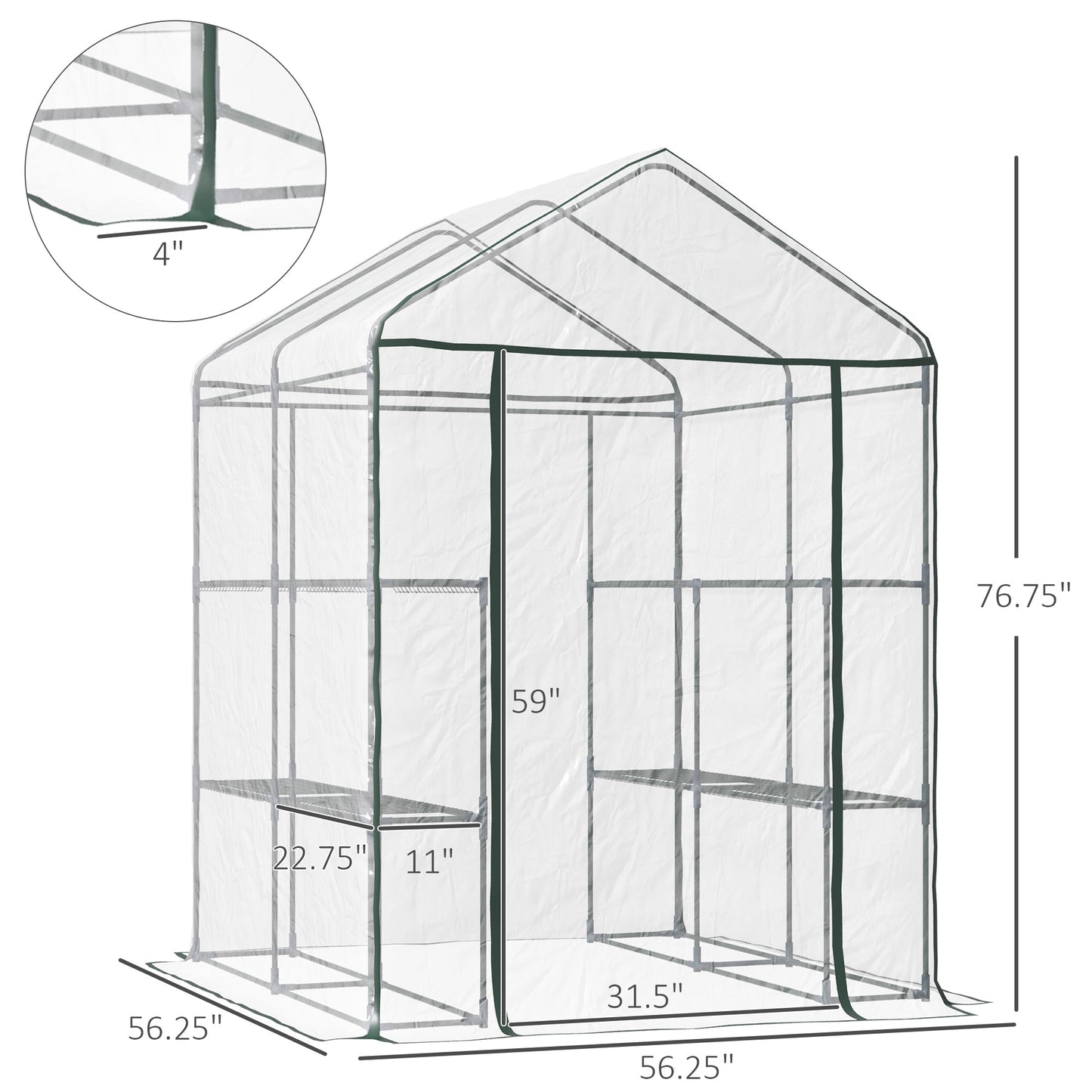 Outsunny Mini Walk-In Greenhouse for Garden, 3-Tier Shelves