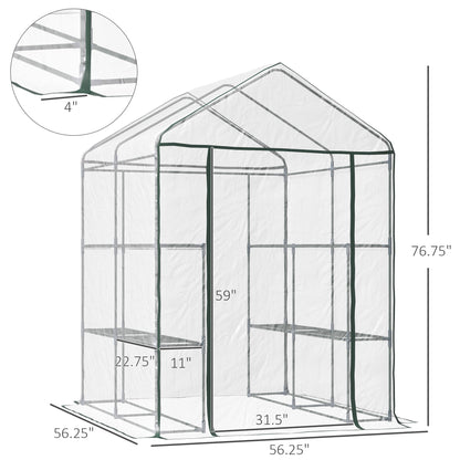 Outsunny Mini Walk-In Greenhouse for Garden, 3-Tier Shelves
