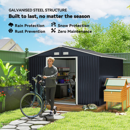 Outsunny Metal Backyard Shed with Lockable Doors & Vents