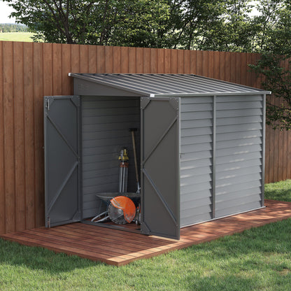 Outsunny Slim Lean-To Steel Storage Shed for Patio, Lockable