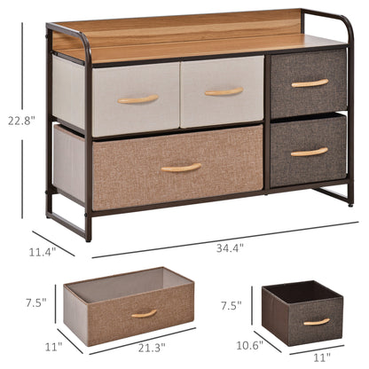 HOMCOM Colorful 5-Drawer Dresser for Nursery, Steel Frame
