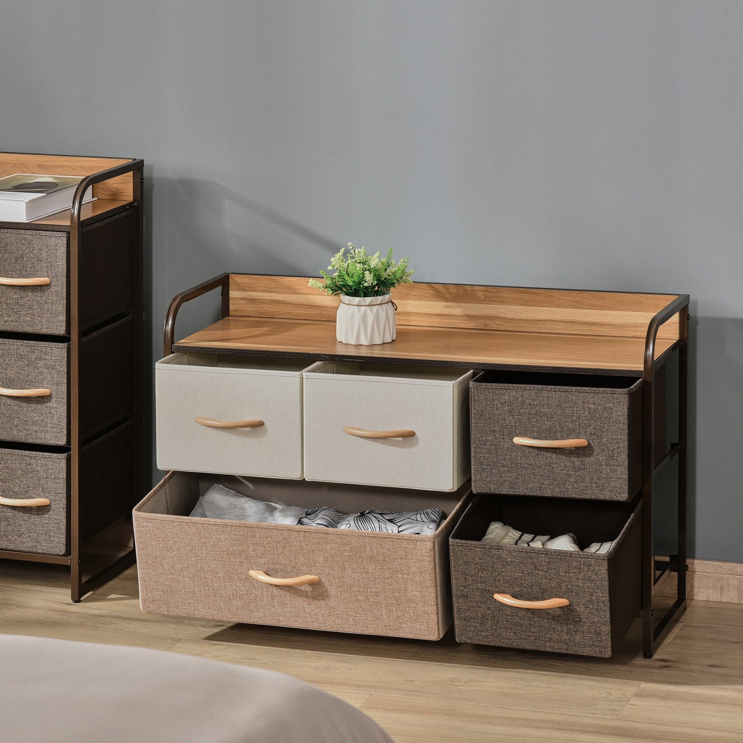HOMCOM Colorful 5-Drawer Dresser for Nursery, Steel Frame