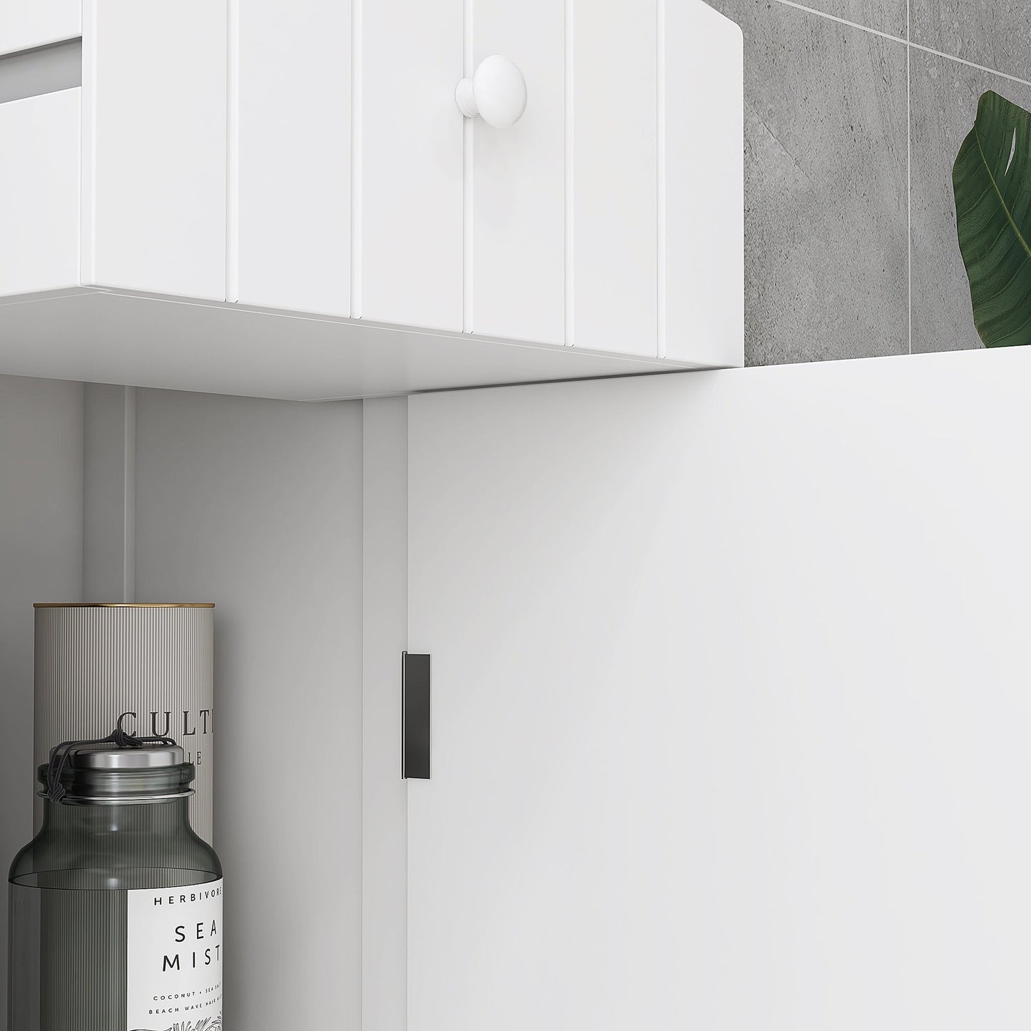 HOMCOM White Bathroom Linen Tower with Shelves and Drawer