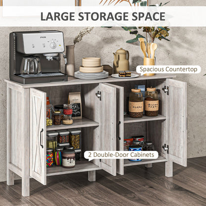 HOMCOM Farmhouse Buffet Cabinet for Dining Room, Barn Doors