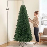HOMCOM 7.5 ft Artificial Christmas Tree, Norway Spruce Tree, Hinged Xmas Tree with Metal Stand