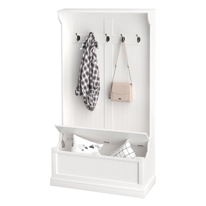 HOMCOM Modern Hall Tree for Entryway, Bench & Shoe Storage