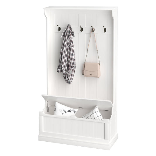 HOMCOM Modern Hall Tree for Entryway, Bench & Shoe Storage