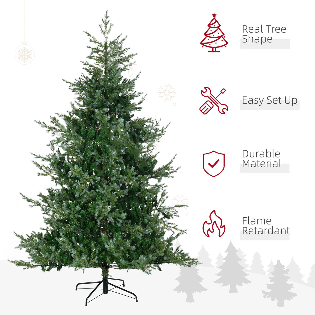HOMCOM 7.5 Ft Faux Christmas Tree for Living Room, Auto-Open