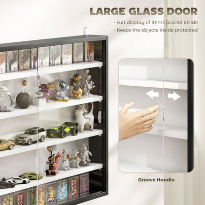 HOMCOM Modern Wall Cabinet for Collectibles, Glass Doors