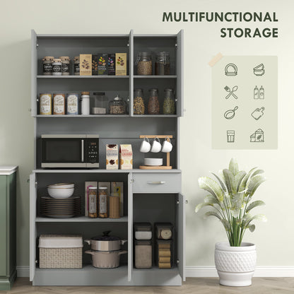 HOMCOM Modern Kitchen Pantry Hutch with Microwave Shelf