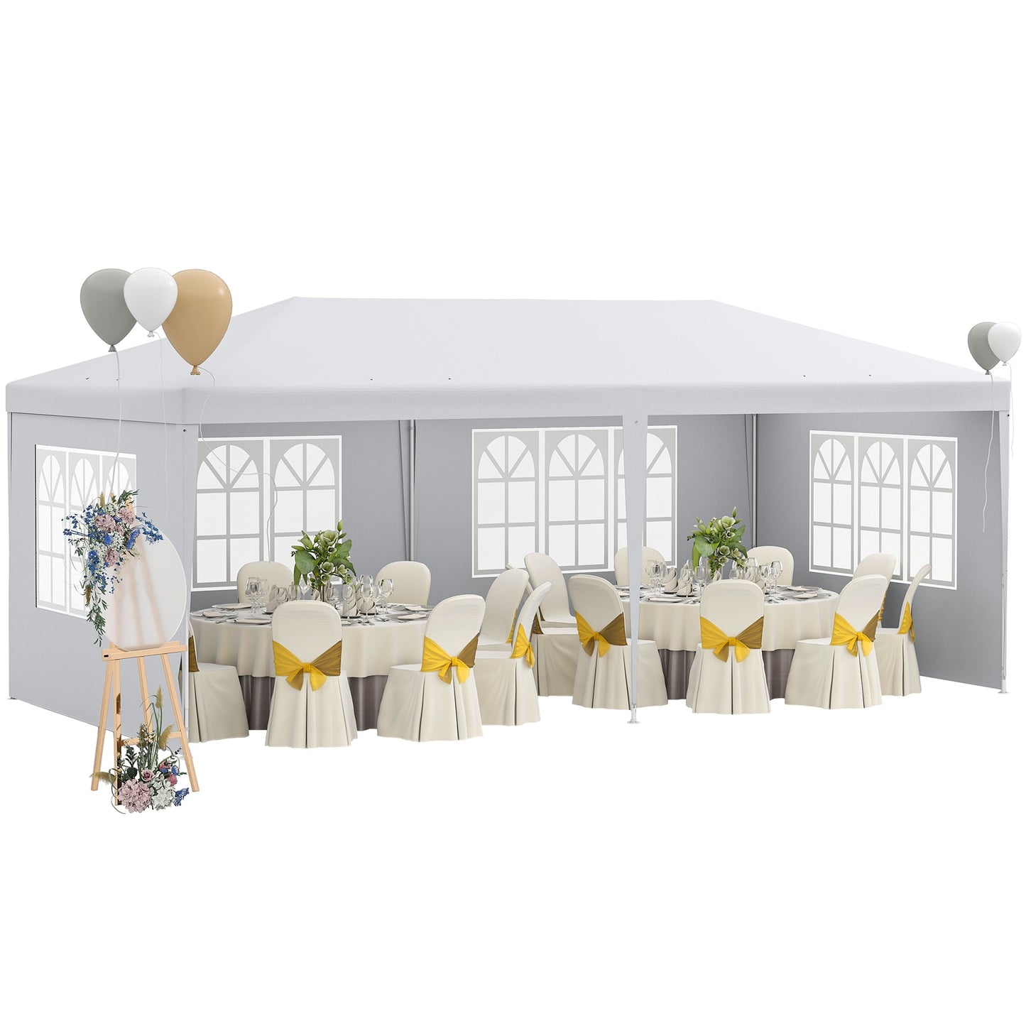 Outsunny White Party Gazebo Tent, 20' x 10', Removable Walls