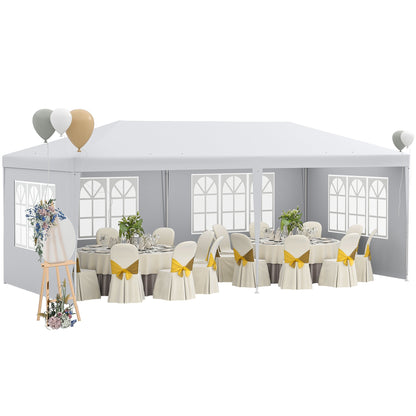 Outsunny White Party Gazebo Tent, 20' x 10', Removable Walls