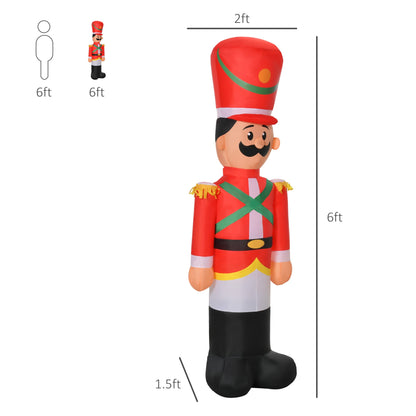 HOMCOM Nutcracker Inflatable Yard Decor, LED-Lit 6 ft