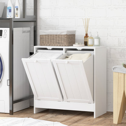kleankin Modern Laundry Room Cabinet with Dual Tilt Hampers