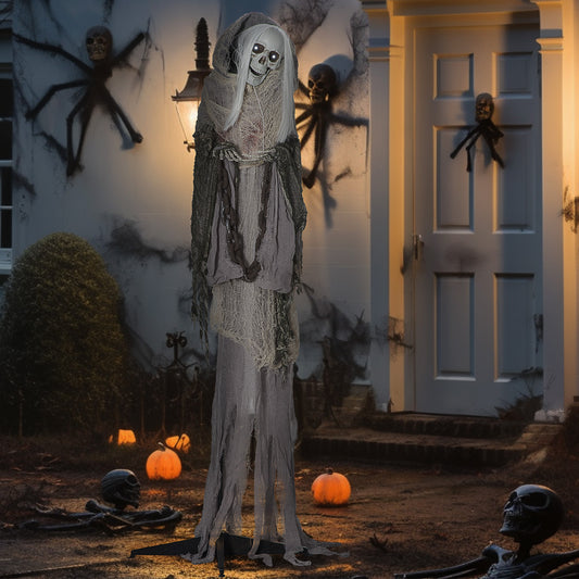 Outsunny 74in Skeleton Witch, Halloween Yard, Sound & Motion