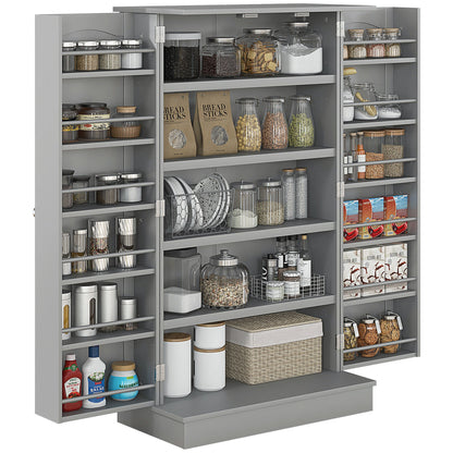HOMCOM Gray Kitchen Pantry Cabinet with 12 Door Shelves
